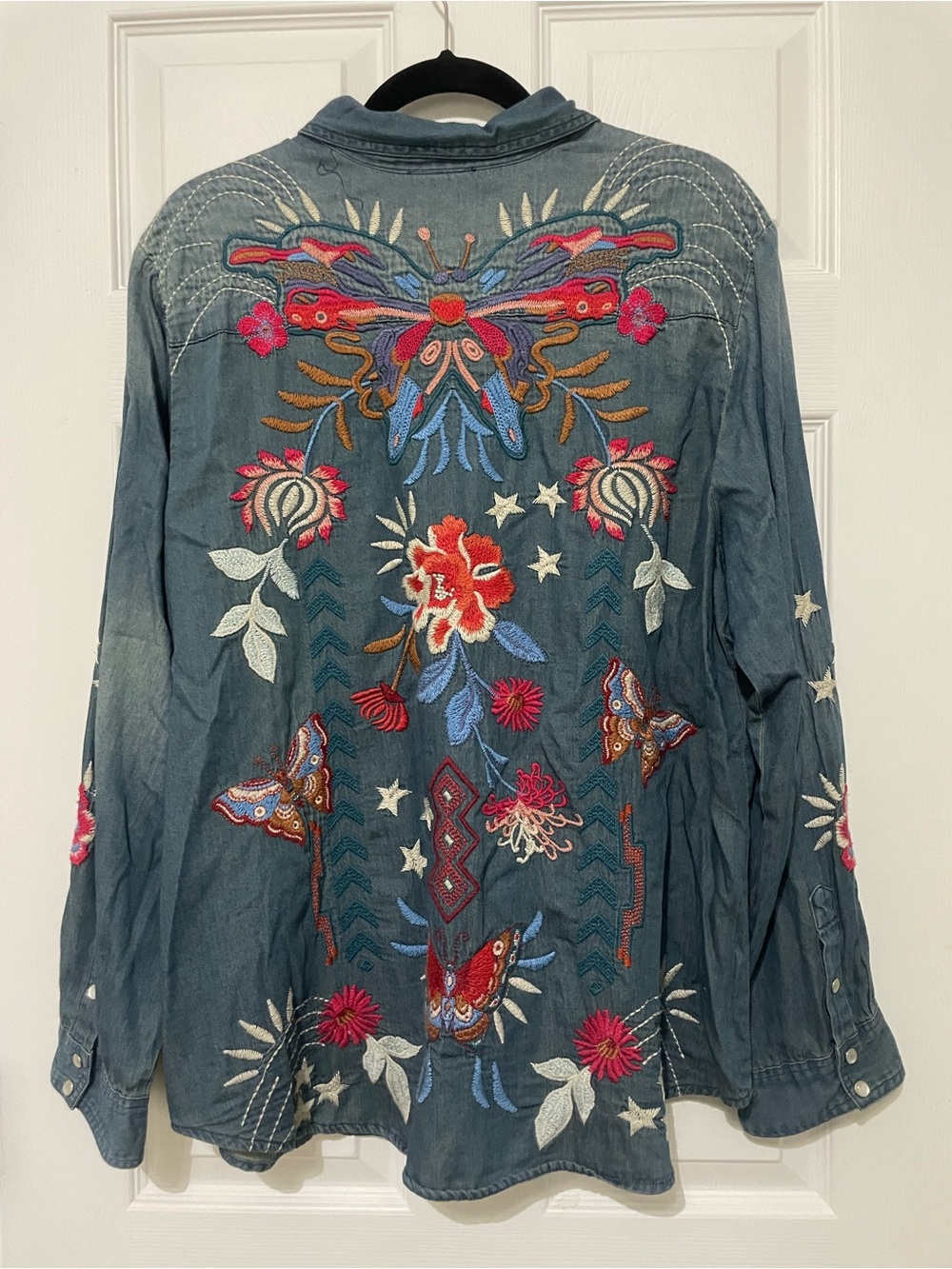 Johnny Was Workshop Mika Denim Pocket Shirt - Size XL - Picture 6 of 7